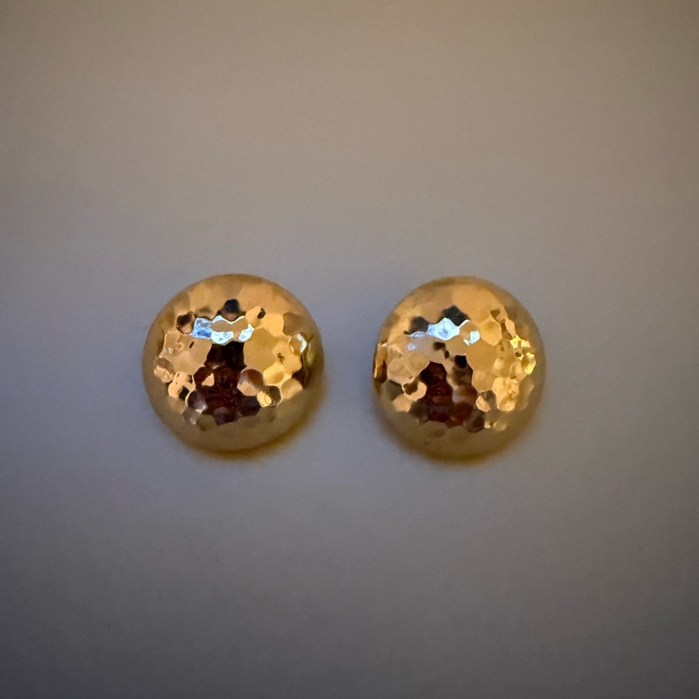 Gold Hammered Dome Stud Earrings